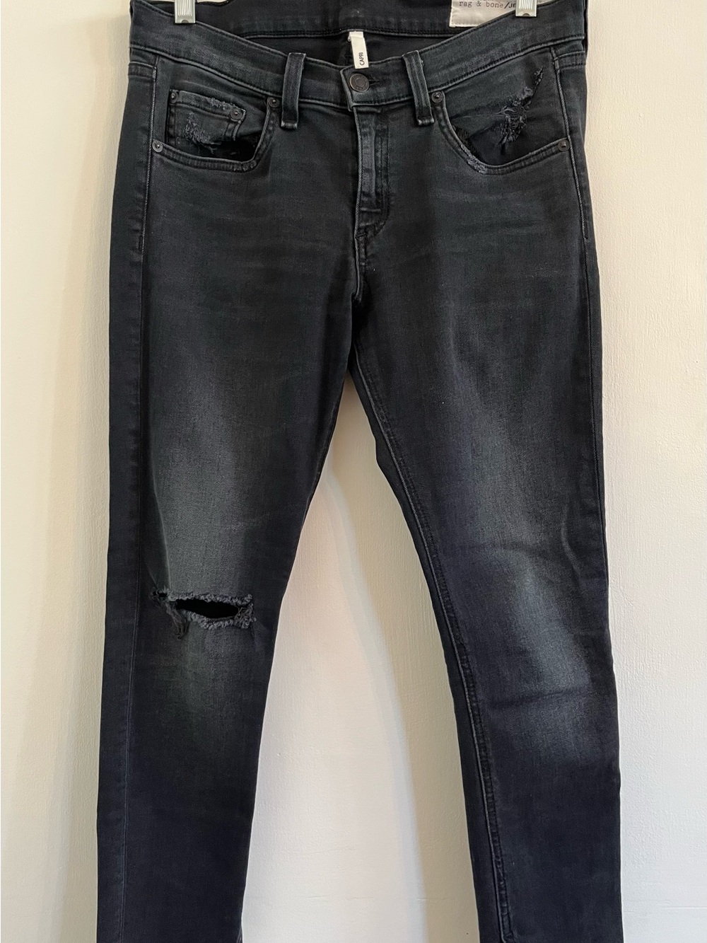 rag & bone Slim Distressed Black Skinny Jeans